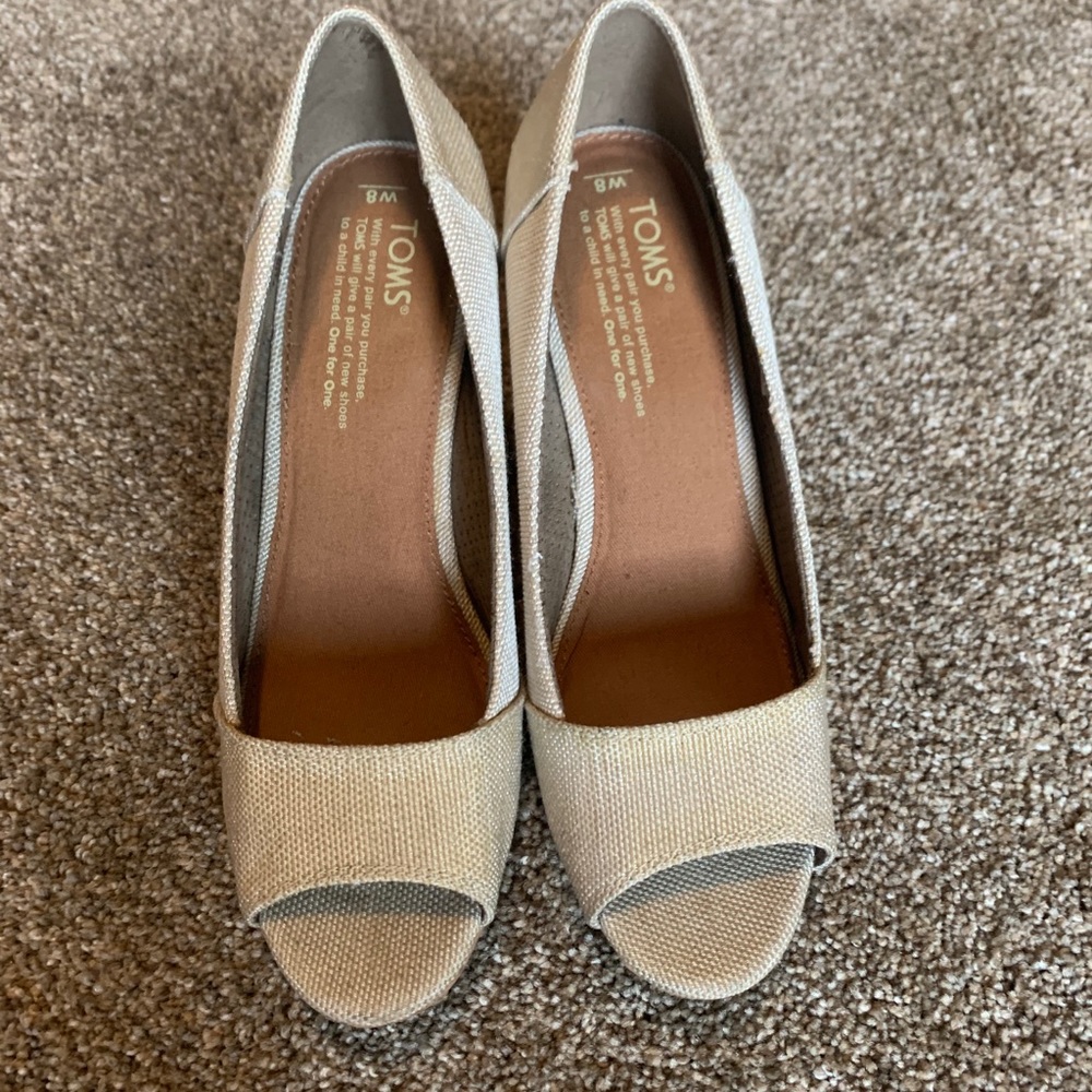 Tom’s cork peep toe wedges